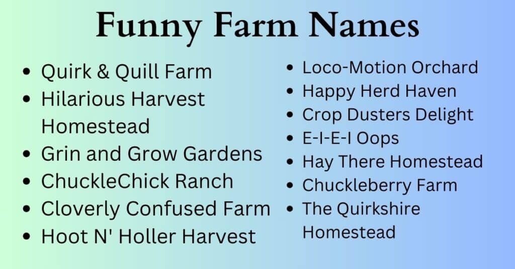 Funny Farm Names (With Meanings)