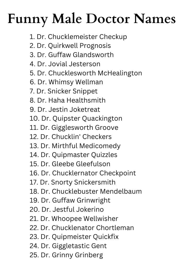 Funny Male Doctor Names